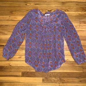 Rebecca Taylor Silk Floral Popover blouse